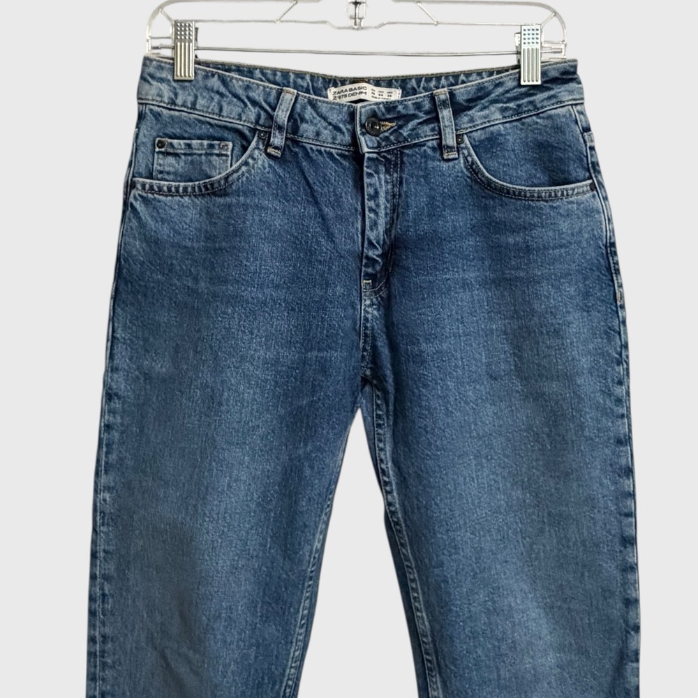 Nwot Zara Basic Denim Sequin Patchwork Jeans Wome… - image 5